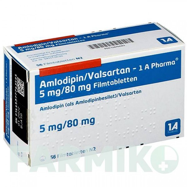 АМЛОДИПІН (AMLODIPIN) 5 мг/80 мг таблетки 56 шт - Валсартан, Амлодипін 1 A PHARMA