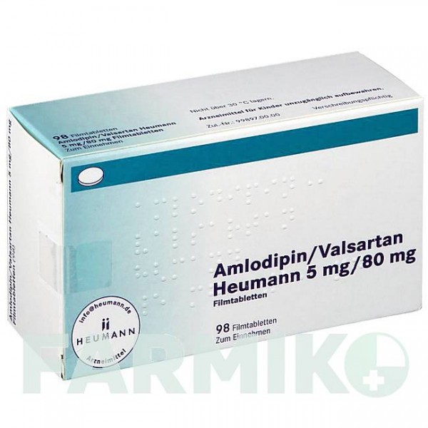 АМЛОДИПІН (AMLODIPIN) 5 мг/80 мг таблетки 56 шт - Валсартан, Амлодипін HEUMANN PHARMA