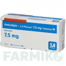 АМЛОДИПІН (AMLODIPIN) 7,5 мг таблетки 50 шт - Амлодипін 1 A PHARMA