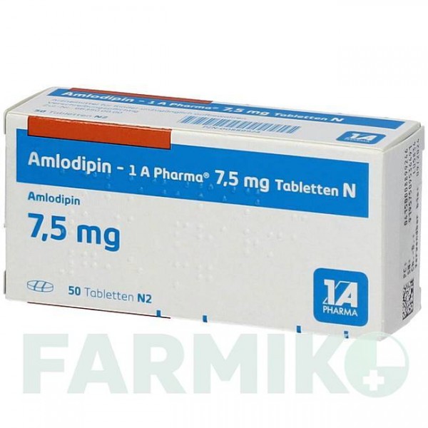 АМЛОДИПИН (AMLODIPIN) 7,5 мг таблетки 50 шт - Амлодипин 1 A PHARMA