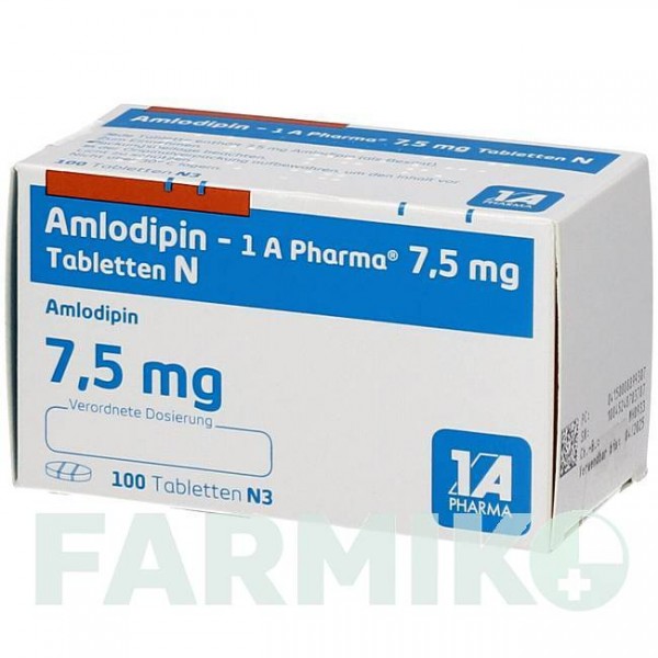 АМЛОДИПИН (AMLODIPIN) 7,5 мг таблетки 100 шт - Амлодипин 1 A PHARMA