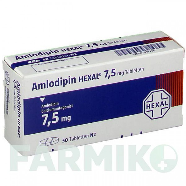 АМЛОДИПІН (AMLODIPIN) 7,5 мг таблетки 50 шт - Амлодипін HEXAL