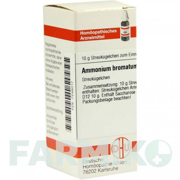 АММОНИУМ БРОМАТУМ (AMMONIUM BROMATUM) D 12 глобули 10 г - Гомеопатия DHU