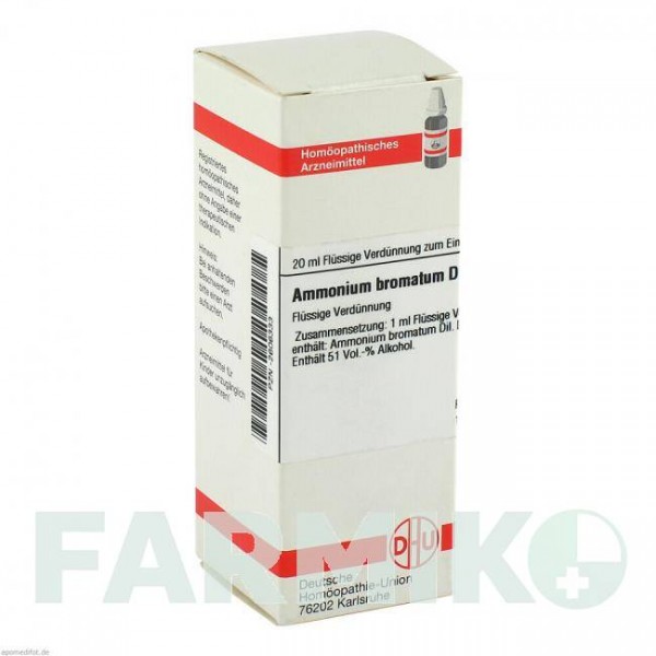 АММОНИУМ БРОМАТУМ (AMMONIUM BROMATUM) D 4 раствор 20 мл - Гомеопатия DHU