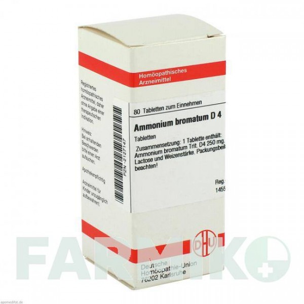 АММОНИУМ БРОМАТУМ (AMMONIUM BROMATUM) D 4 таблетки 80 шт - Гомеопатия DHU