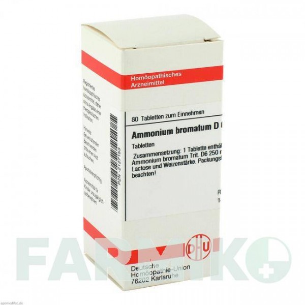 АММОНИУМ БРОМАТУМ (AMMONIUM BROMATUM) D 6 таблетки 80 шт - Гомеопатия DHU