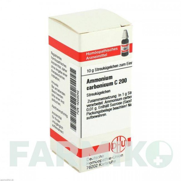 АММОНИУМ КАРБОНИКУМ (AMMONIUM CARBONICUM) C 200 глобули 10 г - Гомеопатия DHU
