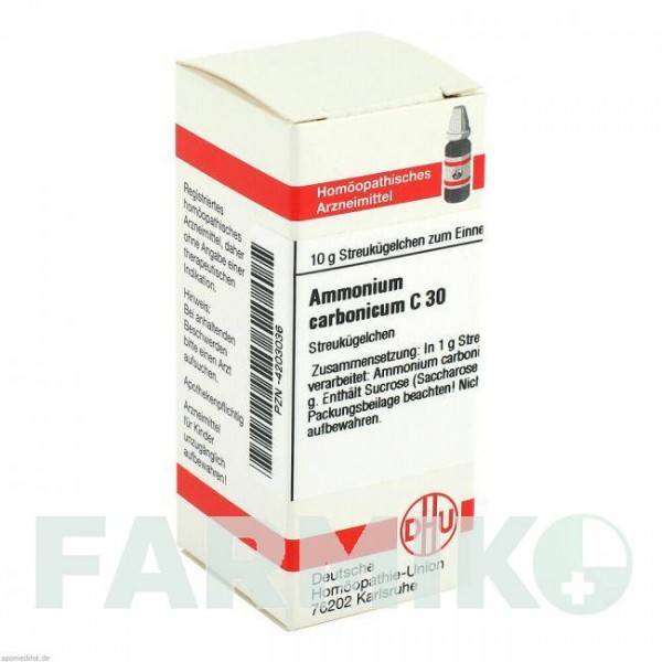 АММОНИУМ КАРБОНИКУМ (AMMONIUM CARBONICUM) C 30 глобули 10 г - Гомеопатия DHU
