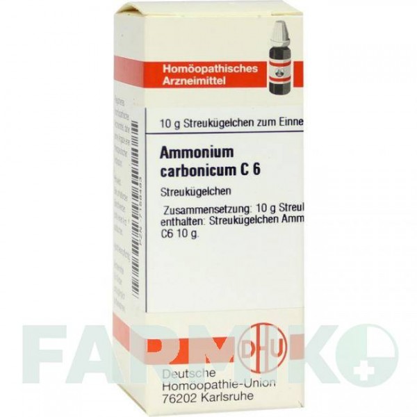 АММОНИУМ КАРБОНИКУМ (AMMONIUM CARBONICUM) C 6 глобули 10 г - Гомеопатия DHU