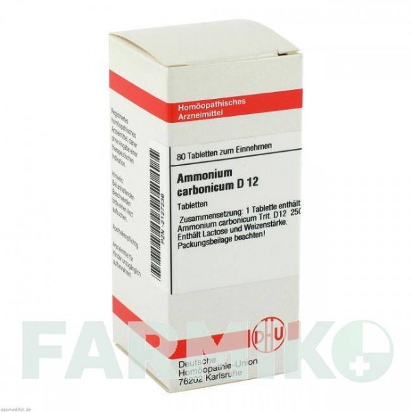 АММОНИУМ КАРБОНИКУМ (AMMONIUM CARBONICUM) D 12 таблетки 80 шт - Гомеопатия DHU