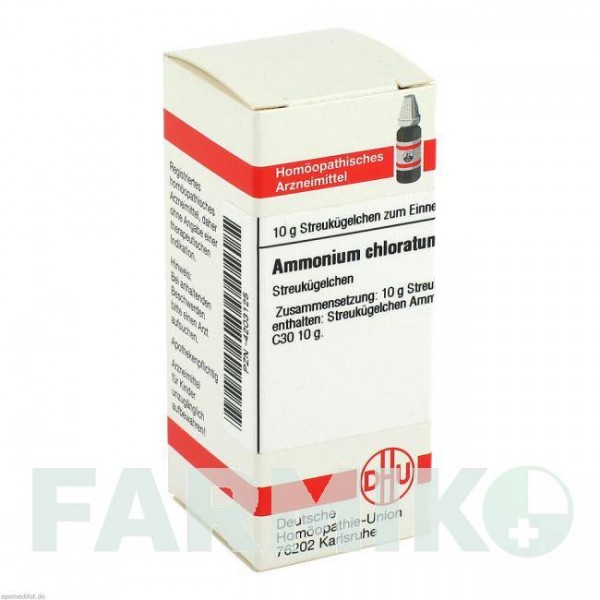 АММОНИУМ ХЛОРАТУМ (AMMONIUM CHLORATUM) C 30 глобули 10 г - Гомеопатия DHU