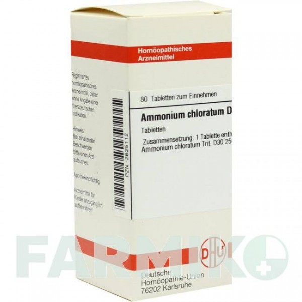 АММОНИУМ ХЛОРАТУМ (AMMONIUM CHLORATUM) D 30 таблетки 80 шт - Гомеопатия DHU