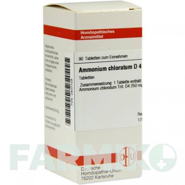 АММОНИУМ ХЛОРАТУМ (AMMONIUM CHLORATUM) D 4 таблетки 80 шт - Гомеопатия DHU