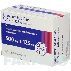 АМОКЛАВ (AMOCLAV) 500 таблетки 10 шт - Амоксицилін, Інгібітори бета-лактамаз HEXAL