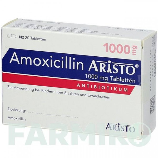 АМОКСИЦИЛІН (AMOXICILLIN) 1000 мг таблетки 14 шт - Амоксицилін ARISTO PHARMA