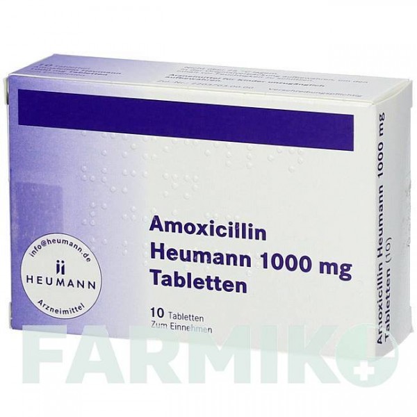 АМОКСИЦИЛЛИН (AMOXICILLIN) 1000 мг таблетки 10 шт - Амоксициллин HEUMANN PHARMA