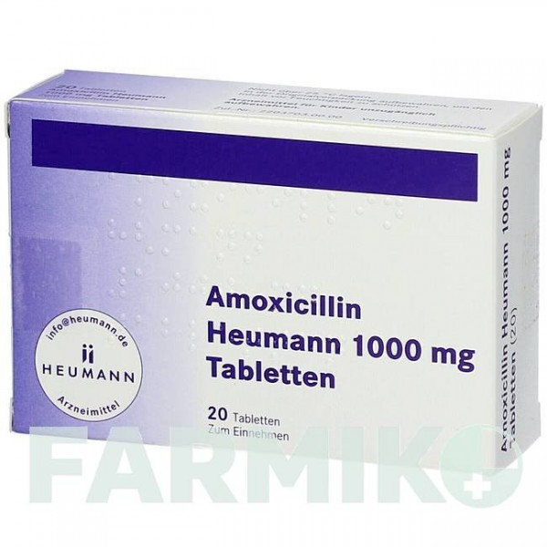 АМОКСИЦИЛЛИН (AMOXICILLIN) 1000 мг таблетки 20 шт - Амоксициллин HEUMANN PHARMA