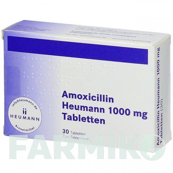 АМОКСИЦИЛЛИН (AMOXICILLIN) 1000 мг таблетки 30 шт - Амоксициллин HEUMANN PHARMA