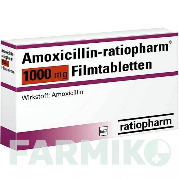 АМОКСИЦИЛІН (AMOXICILLIN) 1000 мг таблетки 14 шт - Амоксицилін RATIOPHARM