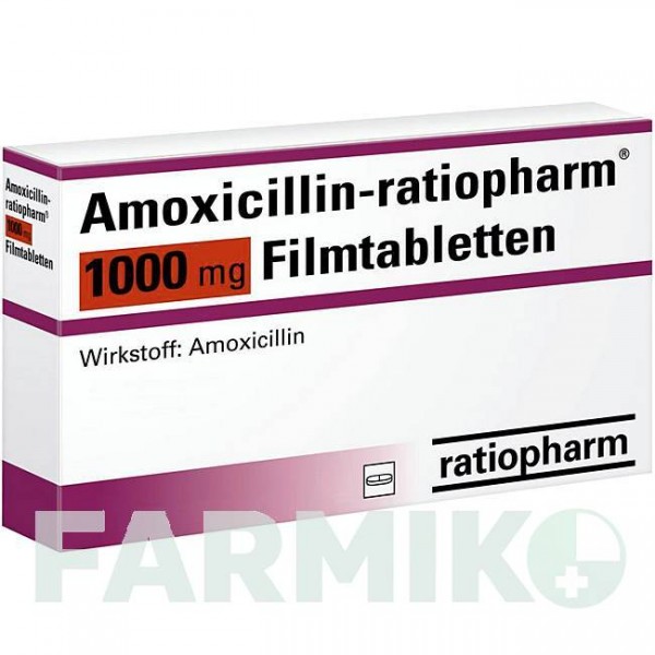 АМОКСИЦИЛІН (AMOXICILLIN) 1000 мг таблетки 30 шт - Амоксицилін RATIOPHARM