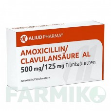 АМОКСИЦИЛІН (AMOXICILLIN) 500 мг/125 мг таблетки 20 шт - Амоксицилін, Інгібітори бета-лактамаз ALIUD PHARMA