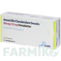 АМОКСИЦИЛІН (AMOXICILLIN) 500 мг/125 мг таблетки 20 шт - Амоксицилін, Інгібітори бета-лактамаз DEVATIS