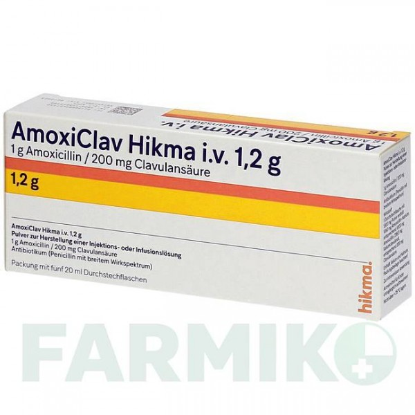 АМОКСИКЛАВ (AMOXICLAV) 1,2 г порошок 5 шт - Амоксициллин, Ингибиторы бета-лактамаз HIKMA