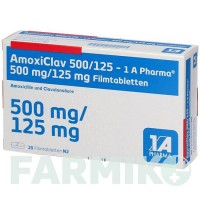 АМОКСИКЛАВ (AMOXICLAV) 500/125 таблетки 20 шт - Амоксициллин, Ингибиторы бета-лактамаз 1 A PHARMA