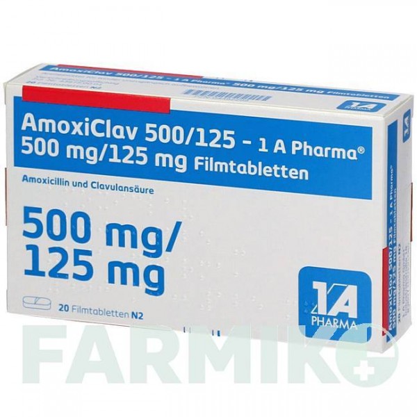 АМОКСИКЛАВ (AMOXICLAV) 500/125 таблетки 20 шт - Амоксицилін, Інгібітори бета-лактамаз 1 A PHARMA