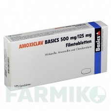АМОКСИКЛАВ (AMOXICLAV) 500 мг/125 мг таблетки 10 шт - Амоксициллин, Ингибиторы бета-лактамаз BASICS