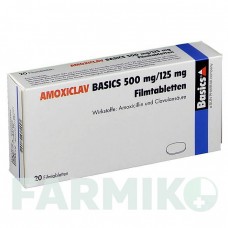 АМОКСИКЛАВ (AMOXICLAV) 500 мг/125 мг таблетки 20 шт - Амоксициллин, Ингибиторы бета-лактамаз BASICS