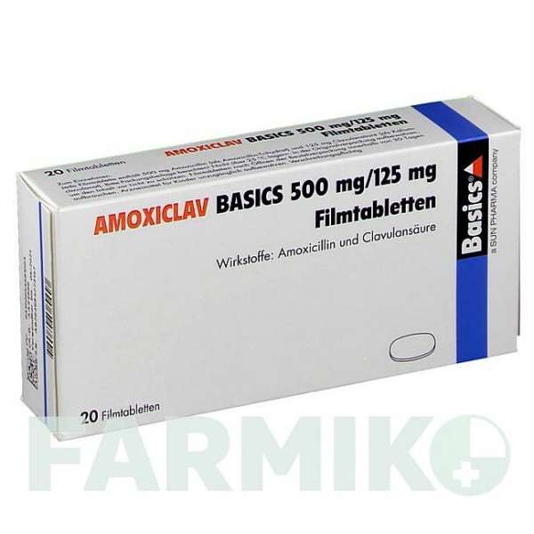 АМОКСИКЛАВ (AMOXICLAV) 500 мг/125 мг таблетки 20 шт - Амоксициллин, Ингибиторы бета-лактамаз BASICS