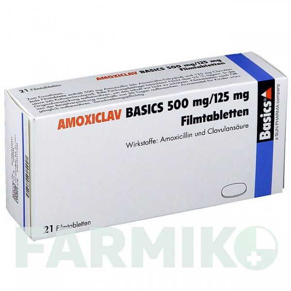 АМОКСИКЛАВ (AMOXICLAV) 500 мг/125 мг таблетки 21 шт - Амоксициллин, Ингибиторы бета-лактамаз BASICS