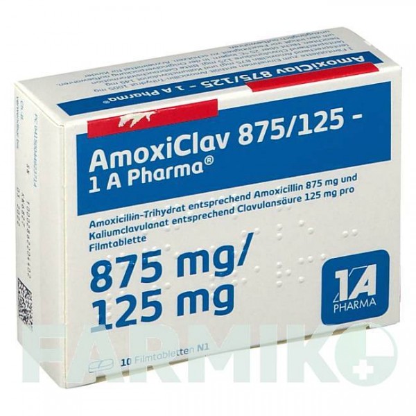 АМОКСИКЛАВ (AMOXICLAV) 875/125 таблетки 10 шт - Амоксициллин, Ингибиторы бета-лактамаз 1 A PHARMA