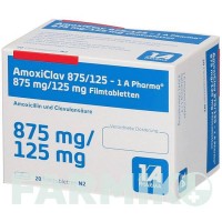 АМОКСИКЛАВ (AMOXICLAV) 875/125 таблетки 20 шт - Амоксицилін, Інгібітори бета-лактамаз 1 A PHARMA