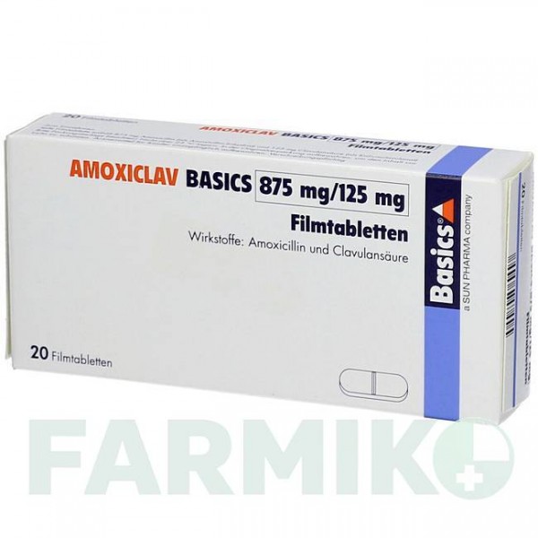АМОКСИКЛАВ (AMOXICLAV) 875 мг/125 мг таблетки 24 шт - Амоксицилін, Інгібітори бета-лактамаз BASICS