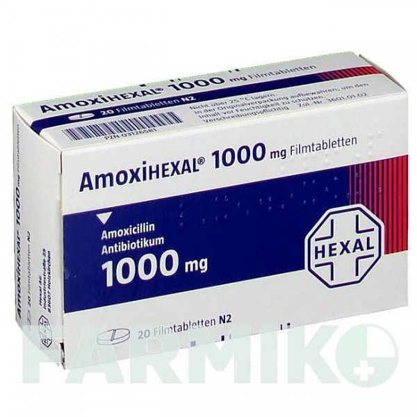 АМОКСИГЕКСАЛ (AMOXIHEXAL) 1000 мг таблетки 20 шт - Амоксициллин HEXAL