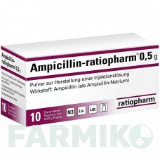 АМПИЦИЛЛИН (AMPICILLIN) 0,5 г порошок 10 шт - Ампициллин RATIOPHARM