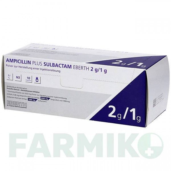 АМПІЦИЛІН (AMPICILLIN) 2 г/1 г 50 мл порошок 10 шт - Ампіцилін, Інгібітори бета-лактамаз DR.FRIEDRICH EBERTH