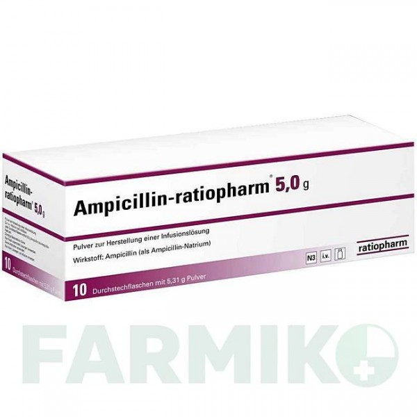 АМПІЦИЛІН (AMPICILLIN) 5,0 г порошок 10 шт - Ампіцилін RATIOPHARM