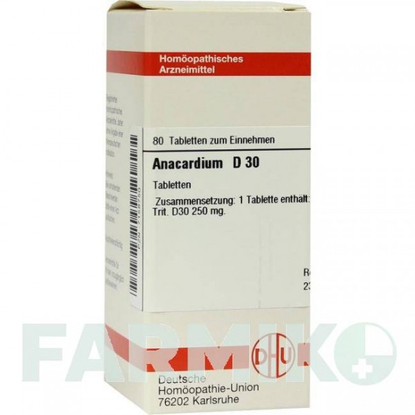 АНАКАРДИУМ (ANACARDIUM) D 30 таблетки 80 шт - Гомеопатия DHU
