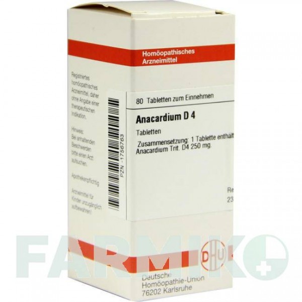 АНАКАРДИУМ (ANACARDIUM) D 4 таблетки 80 шт - Гомеопатия DHU