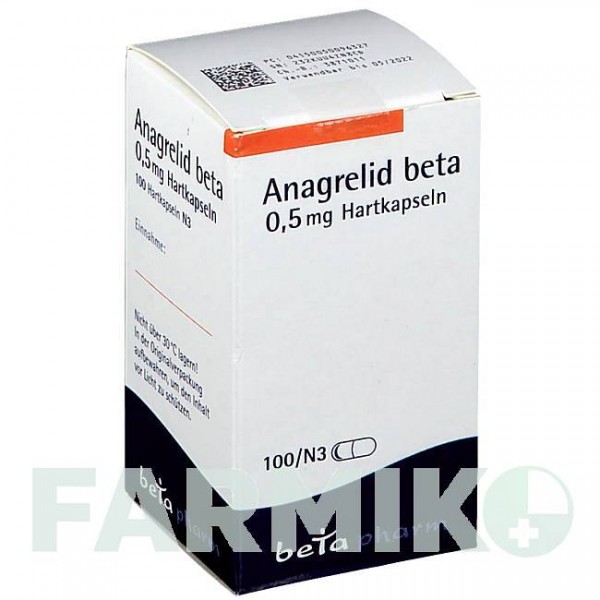 АНАГРЕЛІД (ANAGRELID) 0,5 мг капсули 100 шт - Анагрелід BETAPHARM