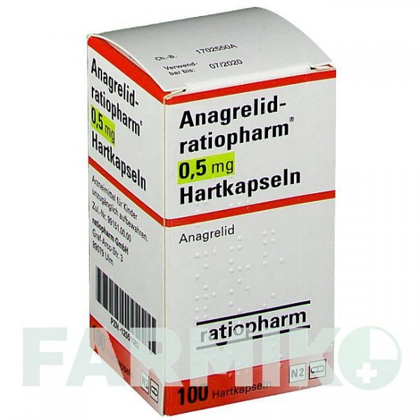 АНАГРЕЛИД (ANAGRELID) 0,5 мг капсулы 100 шт - Анагрелид RATIOPHARM