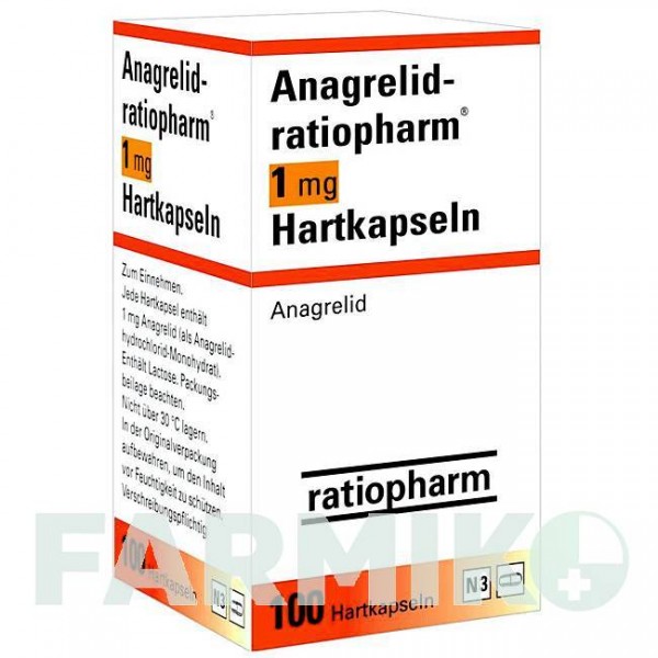 АНАГРЕЛИД (ANAGRELID) 1 мг капсулы 100 шт - Анагрелид RATIOPHARM