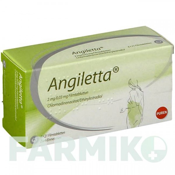 АНГИЛЕТТА (ANGILETTA) 2 мг/0,03 мг таблетки 6x21 шт - Хлормадинон, Этинилэстрадиол PUREN PHARMA