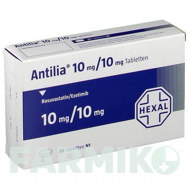 АНТИЛІЯ (ANTILIA) 10 мг/10 мг таблетки 30 шт - Розувастатин, Езетиміб HEXAL