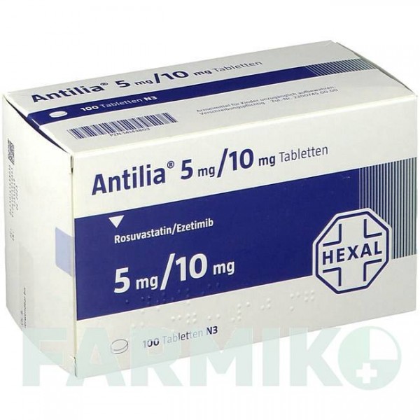 АНТИЛІЯ (ANTILIA) 5 мг/10 мг таблетки 100 шт - Розувастатин, Езетиміб HEXAL
