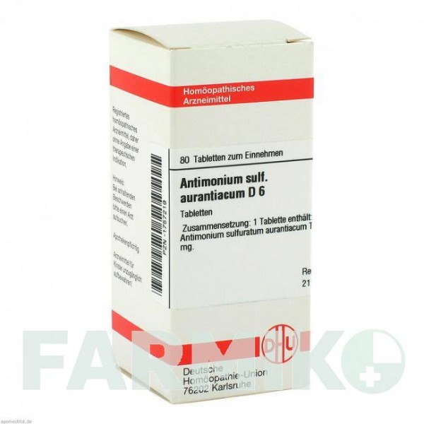 АНТИМОНІУМ СУЛЬФУРАТУМ (ANTIMONIUM SULFURATUM) D 6 таблетки 80 шт - Гомеопатія DHU