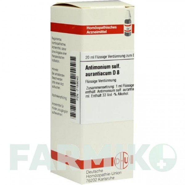 АНТИМОНИУМ СУЛЬФУРАТУМ (ANTIMONIUM SULFURATUM) D 8 раствор 20 мл - Гомеопатия DHU